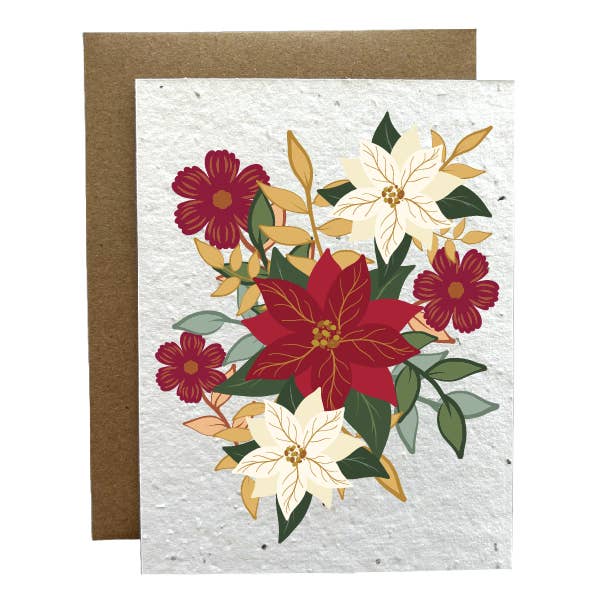 Poinsettias Eco-Friendly Greeting Card for wholesale by Verdant Paper Co.