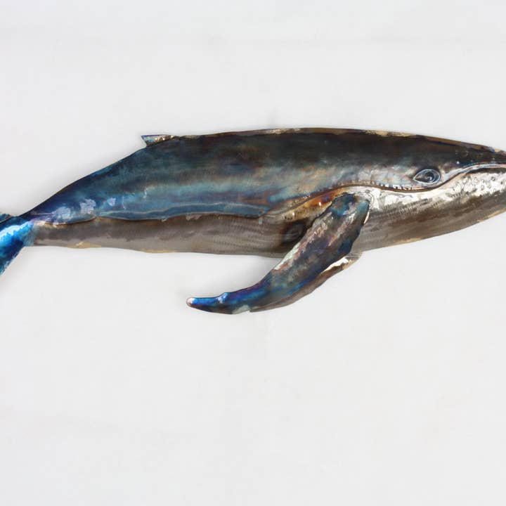 Peterson Housewares & Artwares - Wholesale Wall Accent - Whale Metal Wall Art 26"x8"