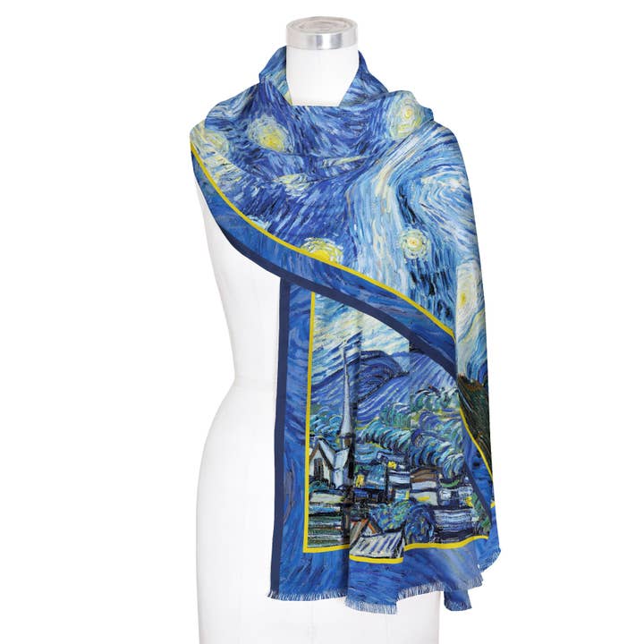 RainCaper - Wholesale Scarf - Women's - Fine Art Silk Blend Shawl van Gogh Starry Night