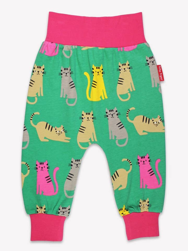 Calças de bebé em algodão biológico com estampado de gatinhos por atacado de Toby Tiger GmbH