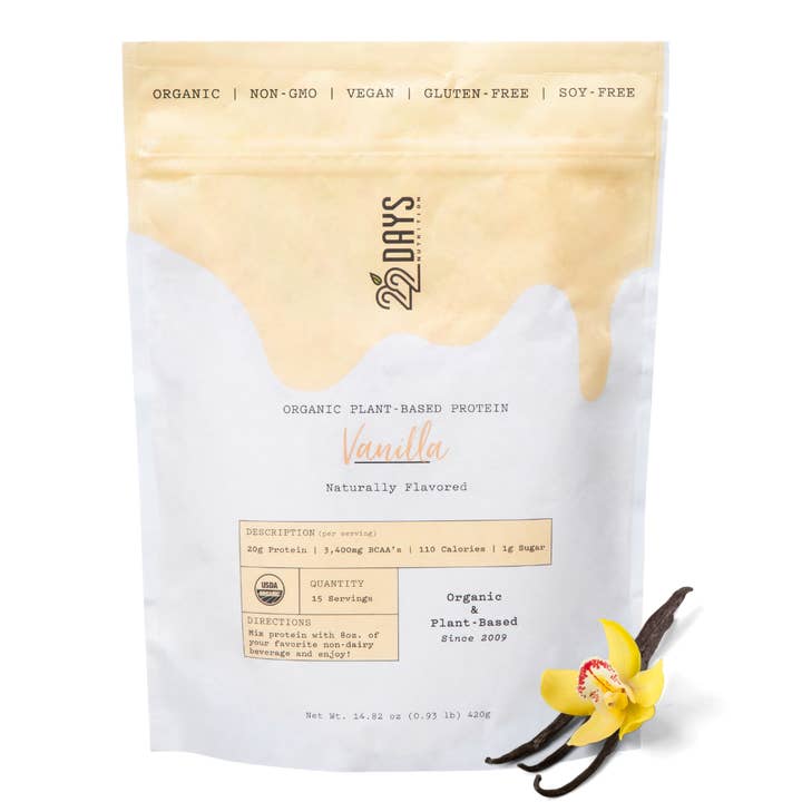 Pó de proteína vegetal orgânica (20g de proteína, baixo teor de carboidratos) por atacado de 22 Days Nutrition