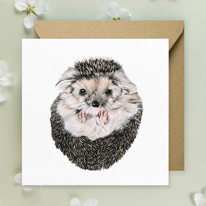Carte de vœux « Primrose the Hedgehog » pour la vente par Kimberley Dewhurst Art