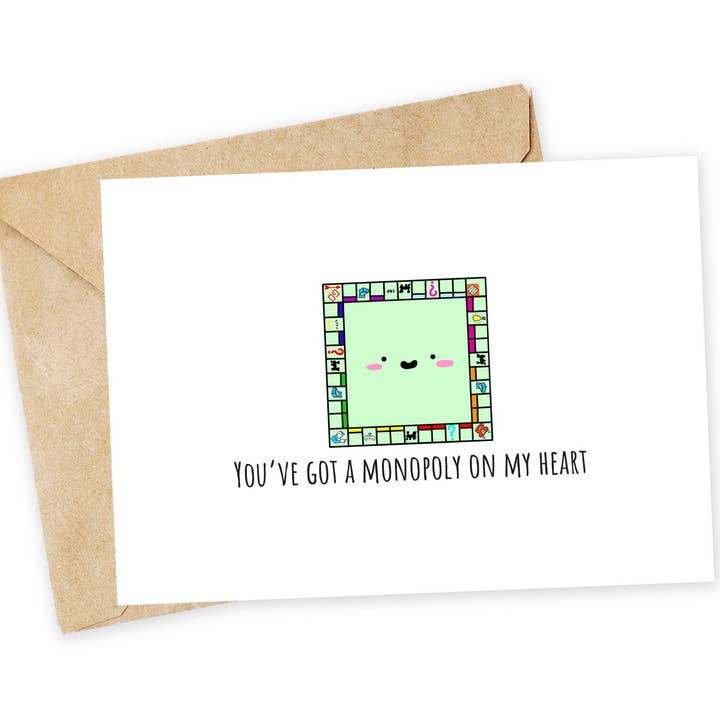 Monopoly Greeting Card for Love, Birthday & Economics for wholesale by Chewy Lemon Studio