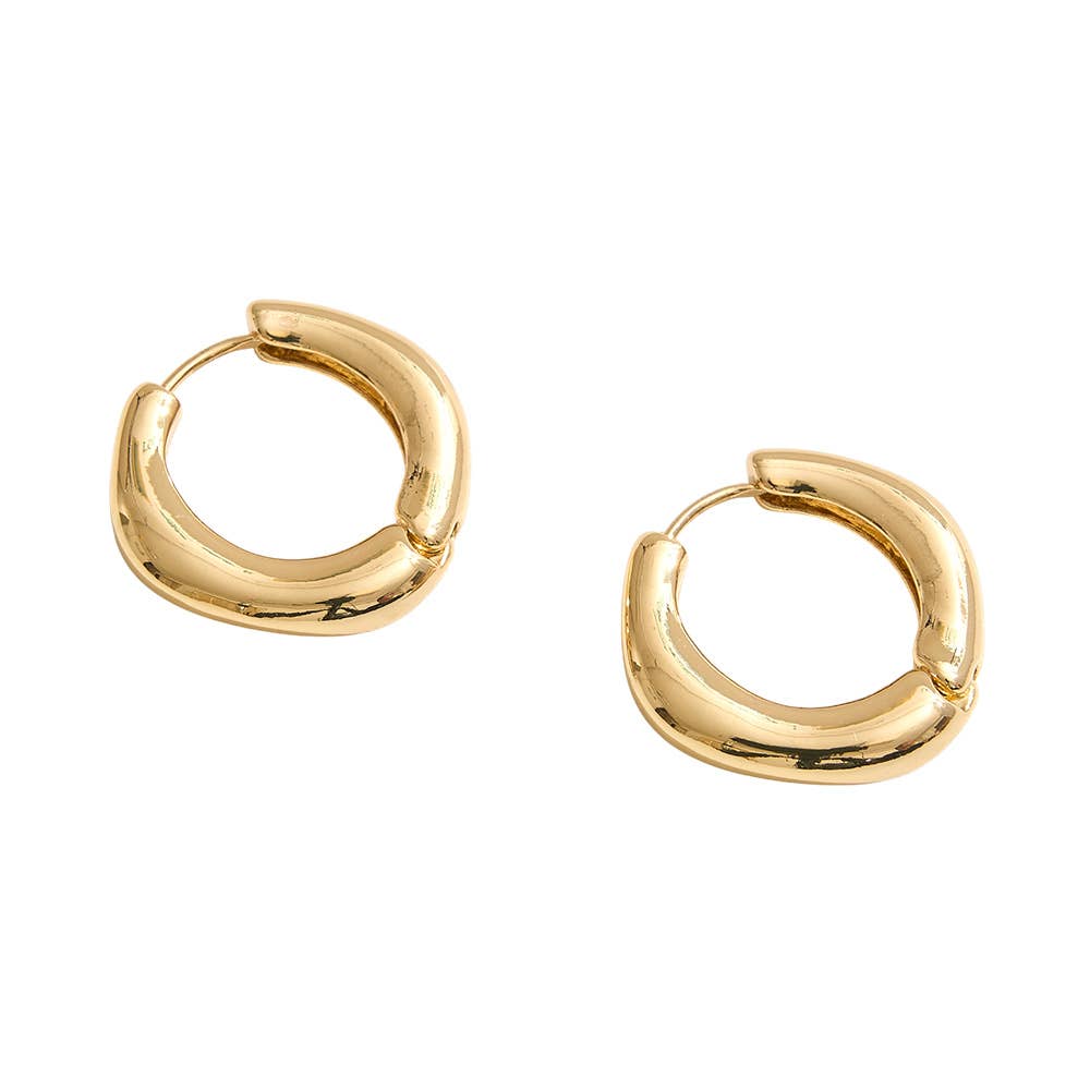 Sensibling Corp. - Wholesale Huggie Earrings - 14K Gold Dipped Thick Round Huggie Hoop Earrings1