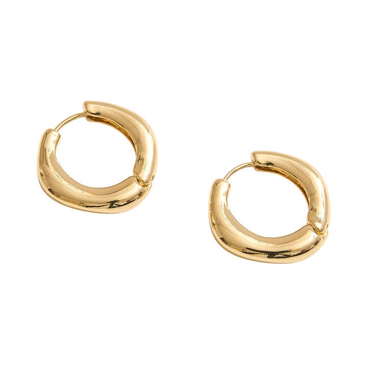 Sensibling Corp. - Wholesale Huggie Earrings - 14K Gold Dipped Thick Round Huggie Hoop Earrings1