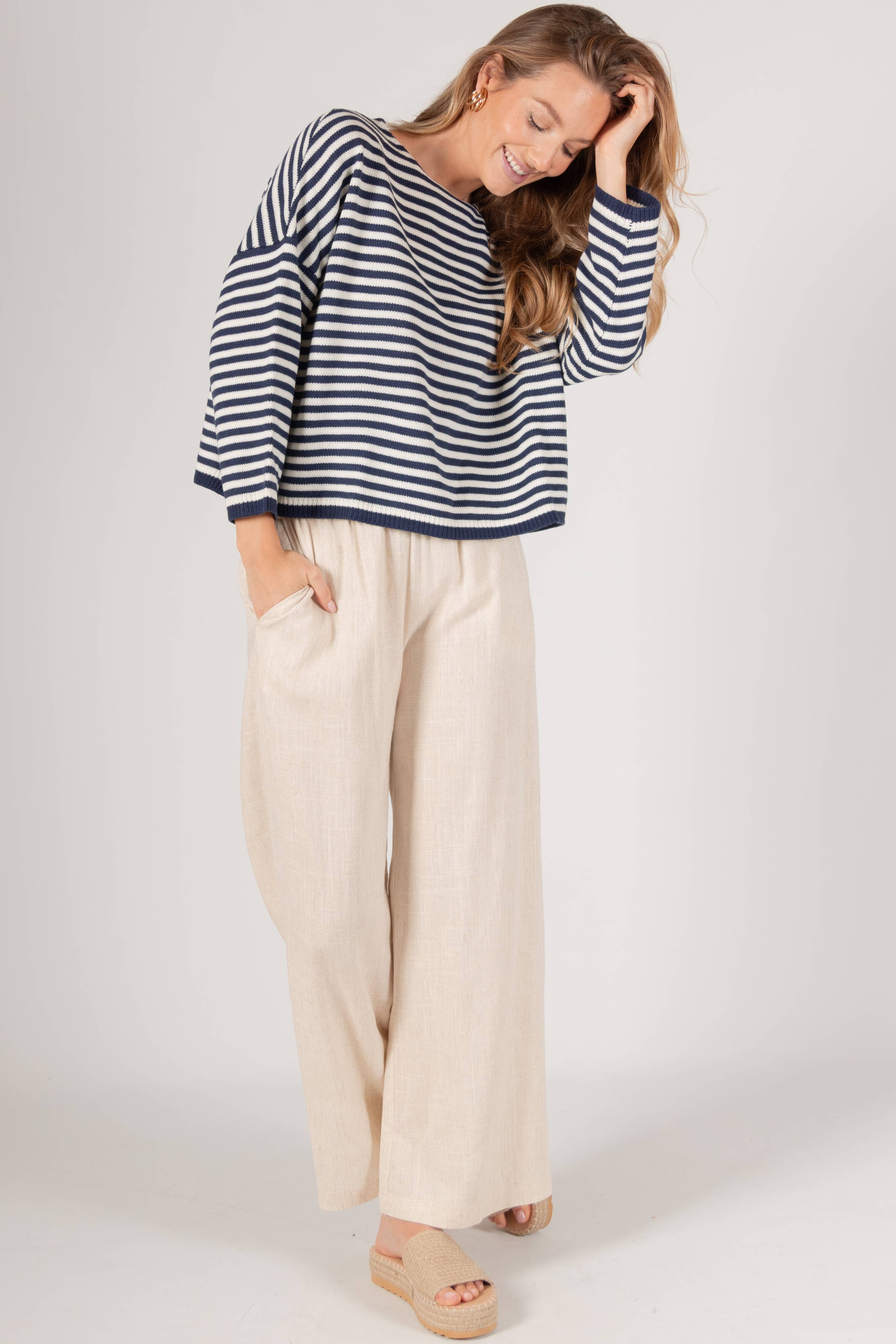 Before You Collection - Wholesale Knit Sweater - Women's - Striped T-Body Sweater24