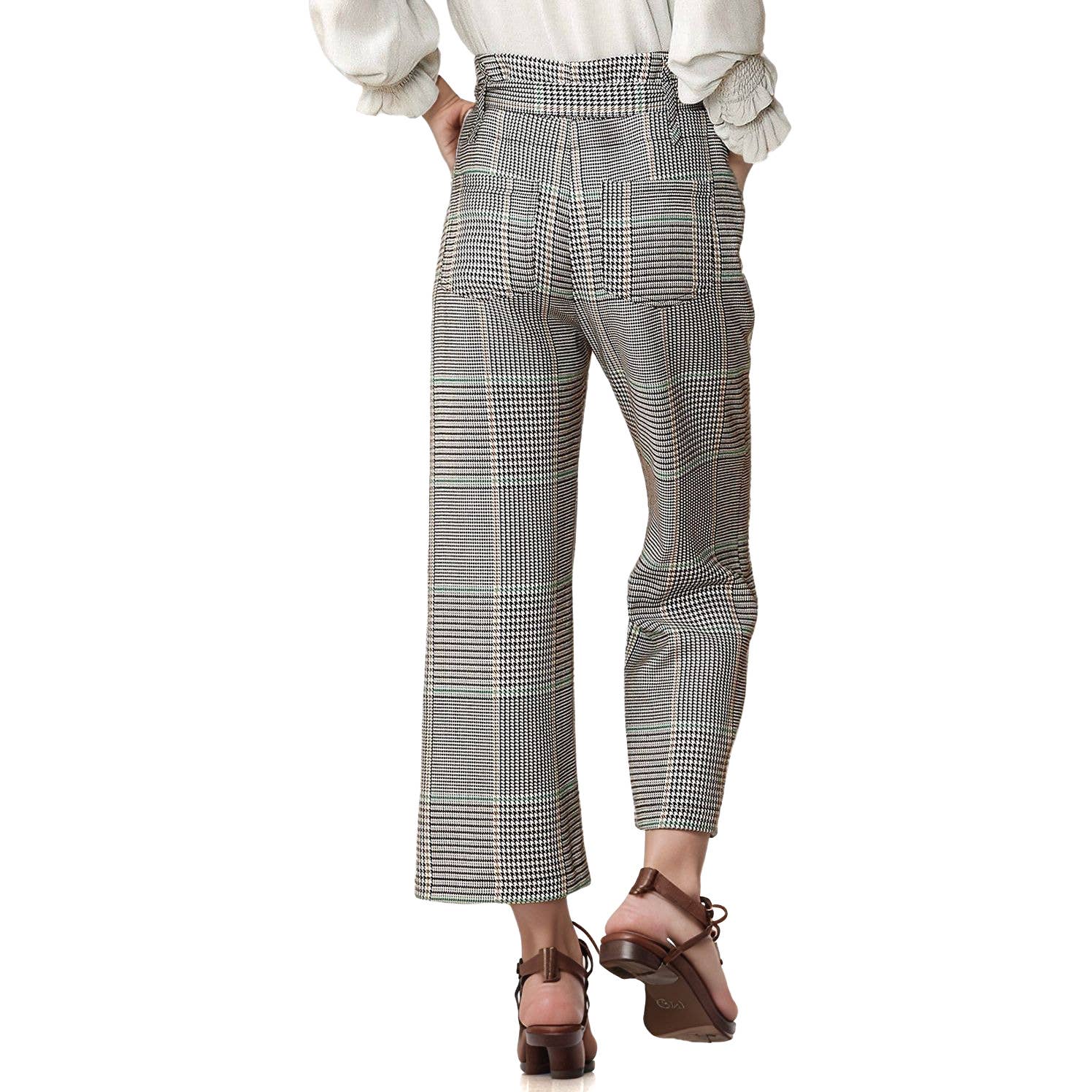 Robin K – Großhandel Hose – Damen – Nurodes karierte Hose mit Taillenbund in Fall Glen2