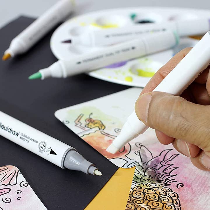 Liquidraw – wholesale Marker – Liquidraw Colourless Blender Marker, Dual Tip Marker, Colourless Blender Pen Alcohol Colorless Blending Graphic Marker For Art, Illustration, Animation, Portrait, Sketching, Drawing, Design4