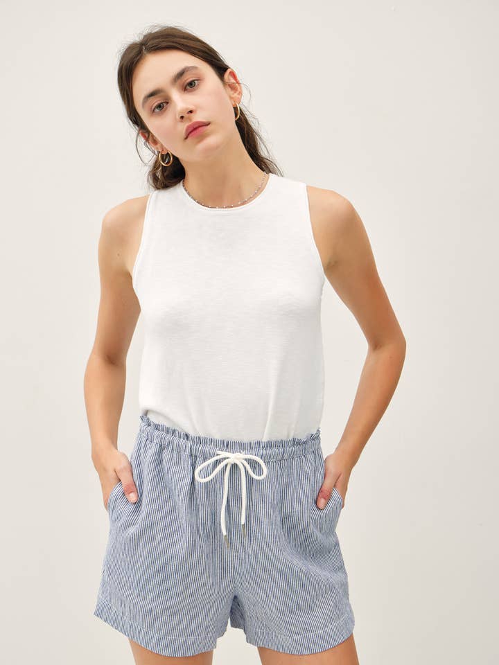 Be Cool - Wholesale Shorts - Women's - LINEN BLEND PINSTRIPE SHORTS