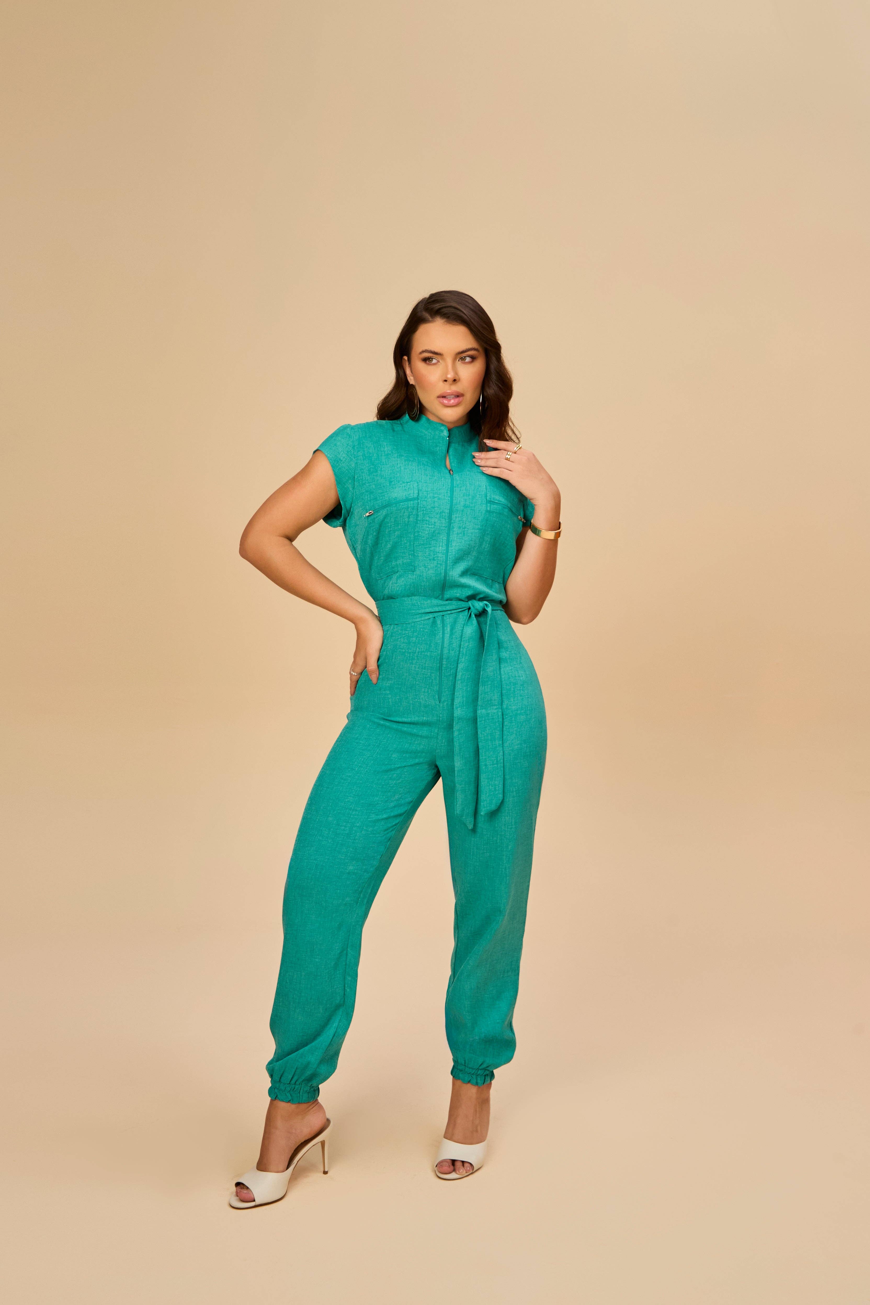 GRÜN Overall mit Reißverschluss vorne für den Großhandel auf Faire3