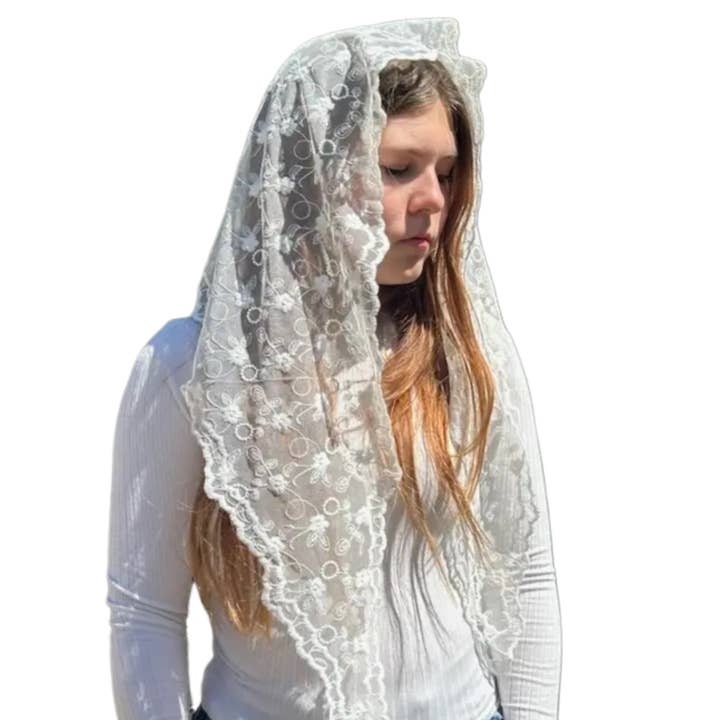 Oremus Mercy - Wholesale Veil - Women's - St. Rebekah Veil - WHITE