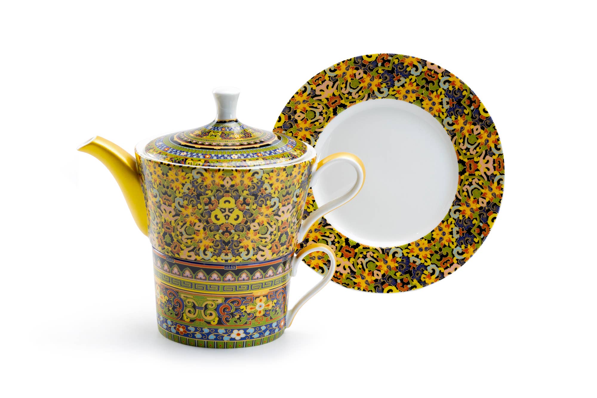 Grace Teaware - Wholesale Tea Set - Golden Moroccan Fine Porcelain Tea For One Set2