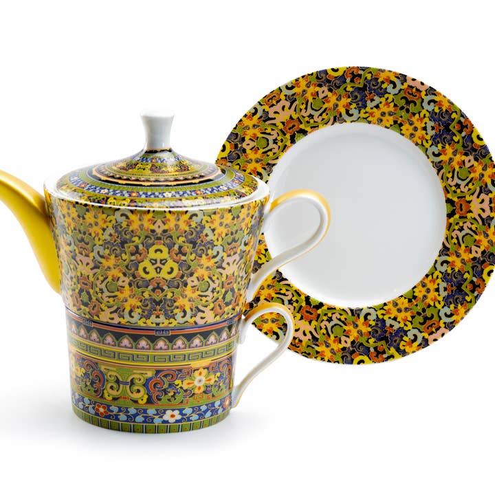 Grace Teaware - Wholesale Tea Set - Golden Moroccan Fine Porcelain Tea For One Set2