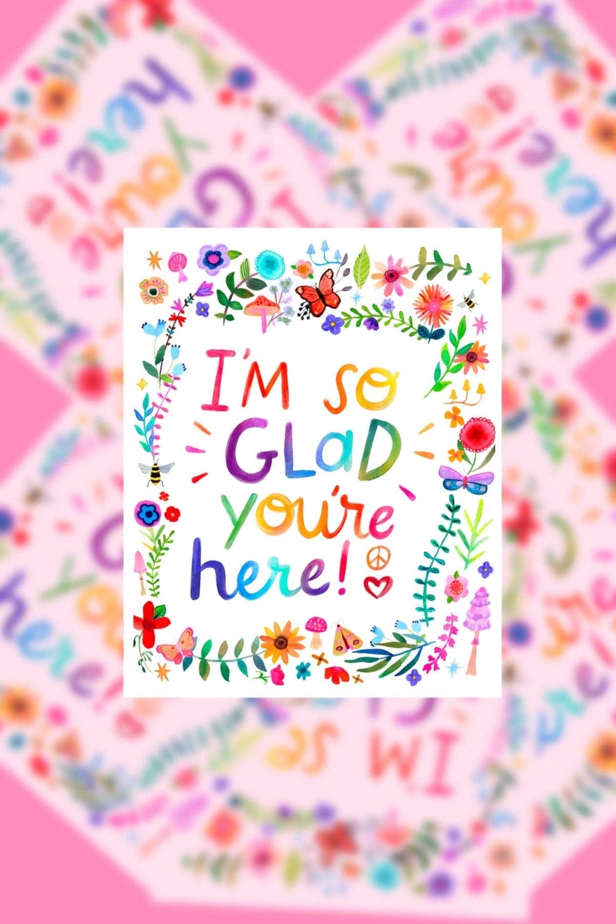 glad you're here co - Vente Autocollant - Je suis content que tu sois là Autocollant motivant, inspirant et encourageant pour bouteille d'eau, cahier, ordinateur portable0