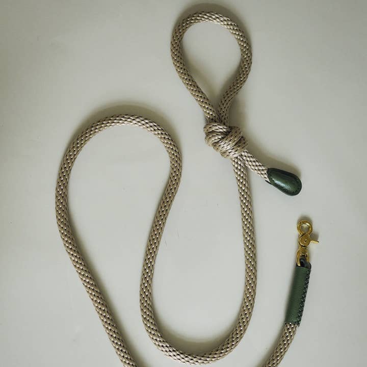 Dog leash Pony knotony beige + green for wholesale by Hunting Pony