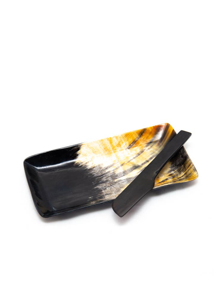 Horn Butter Dish with Knife for wholesale by Vi Bella