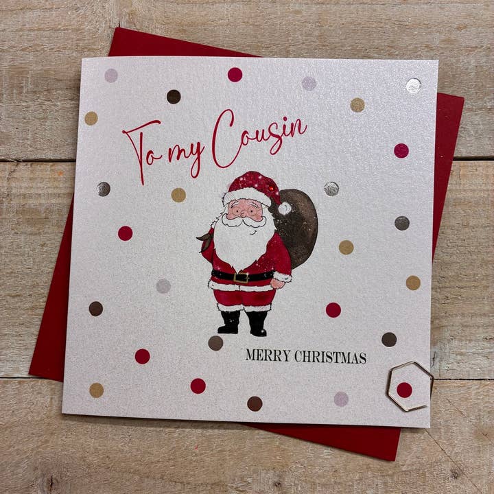 Cousin - Carte de Noël du Père Noël (C25-D52) pour la vente par White Cotton Cards