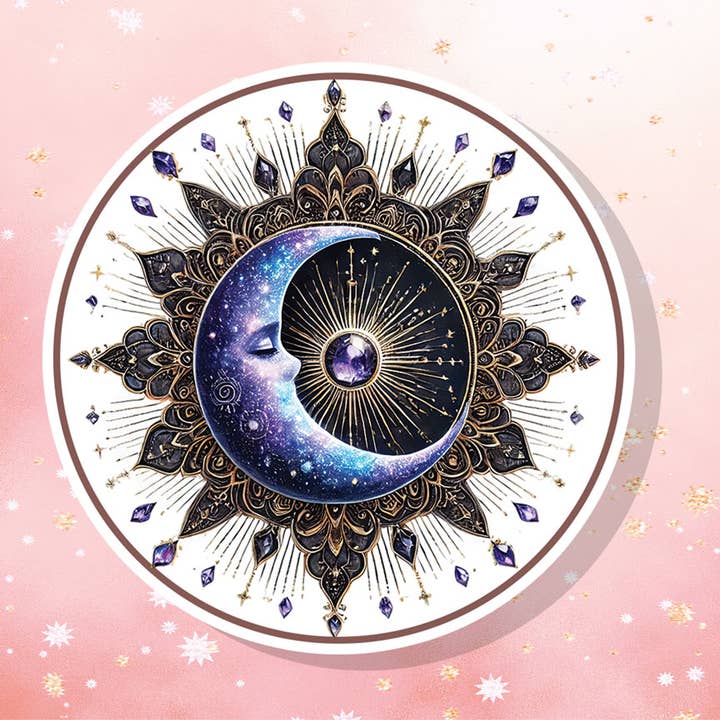 Pegatina de vinilo mandala celestial de luna púrpura gema amor luz para venta al por mayor de London Luxury Candles