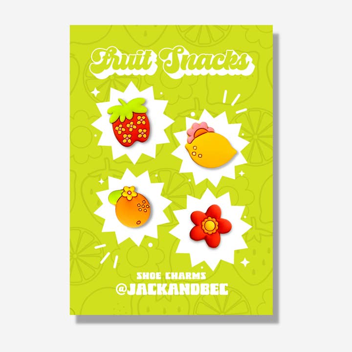 Fruit Snacks Shoe Charm Set for wholesale by Jack and Bec