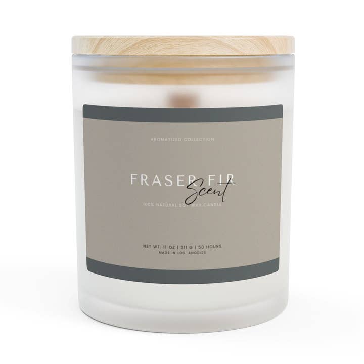 Fraser Fir Frosted Glass Candle 11oz | Zodiac Decor, Soothing Aroma, Natural Soy Wax, Astrology Gift, Relaxation Candle for wholesale by Aromatized Collection