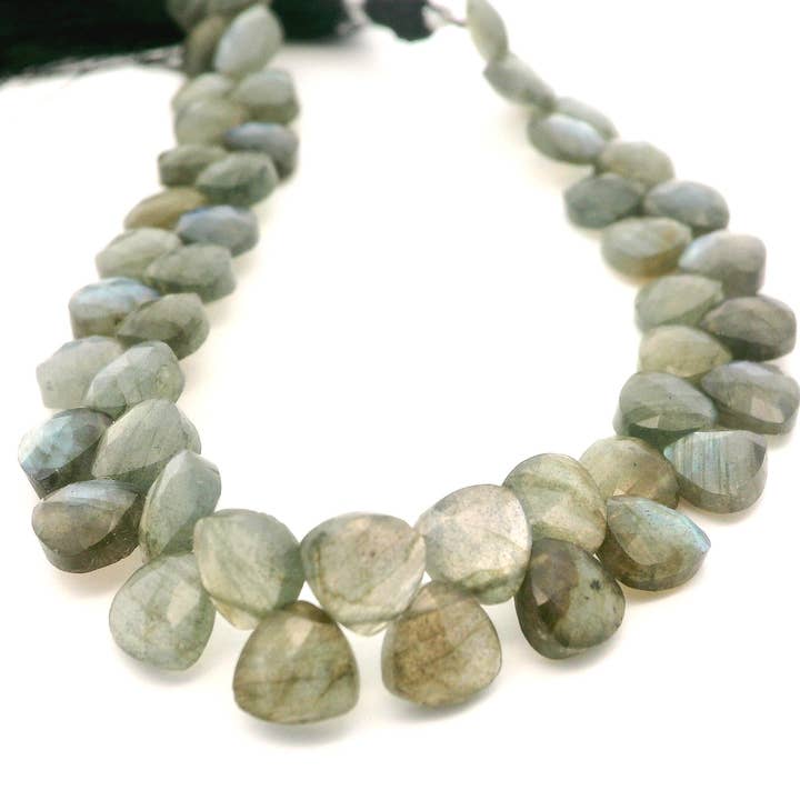 Labradorite Faceted Pear Shape Beads – 8mmX12mm Teardrop Gemstones – 49 Beads in Strand with Natural Flash for wholesale by Purity Beads