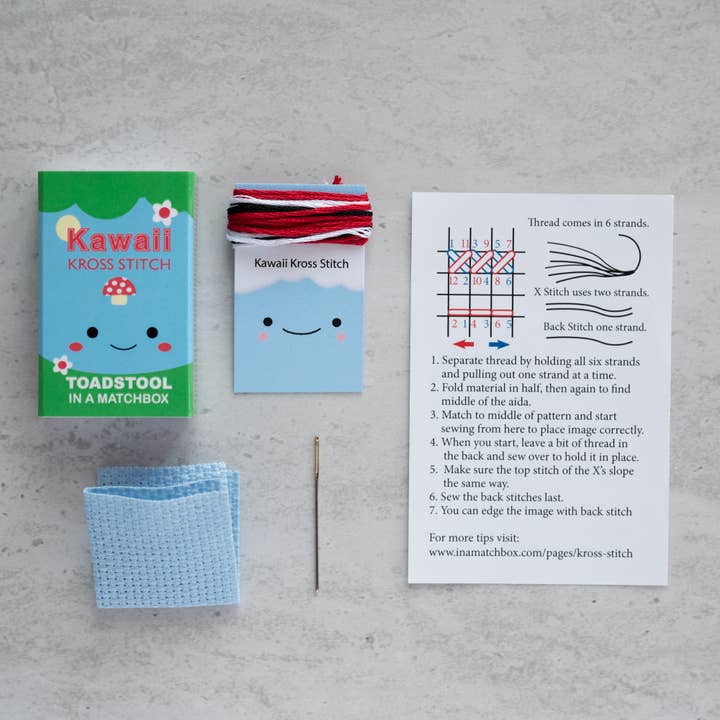 Marvling Bros Ltd - Wholesale Embroidery/cross-stitch supplies - Kawaii Toadstool Mini Cross Stitch Kit3