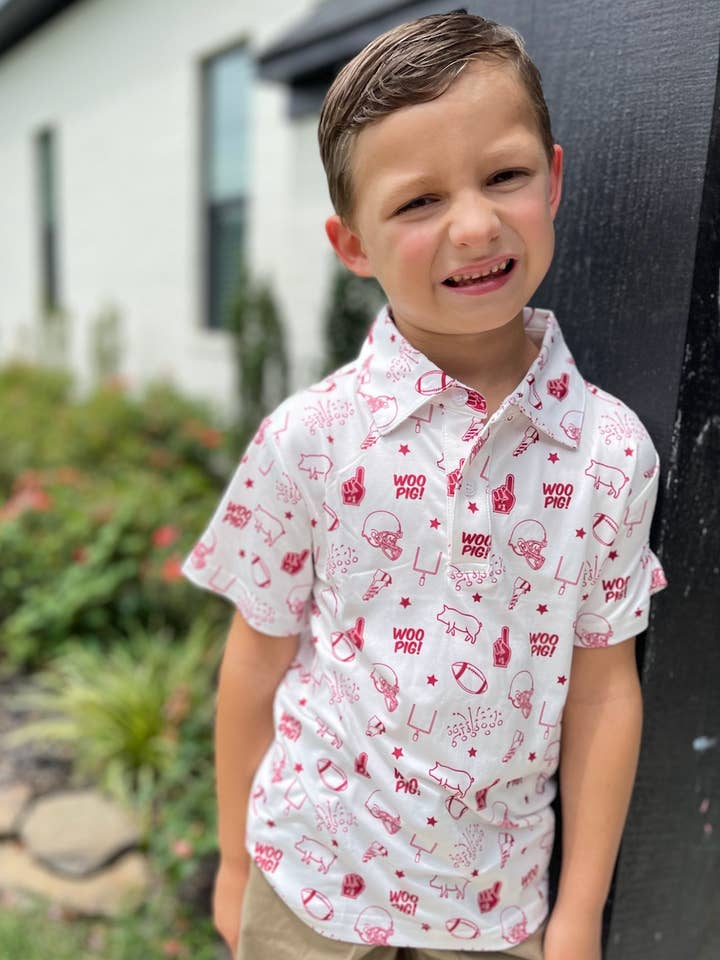 Southern Refinery - Wholesale Button Down Shirt - Kids - Arkansas Razorbacks Shirt Kids Polo Men's Polo Game DayÂ