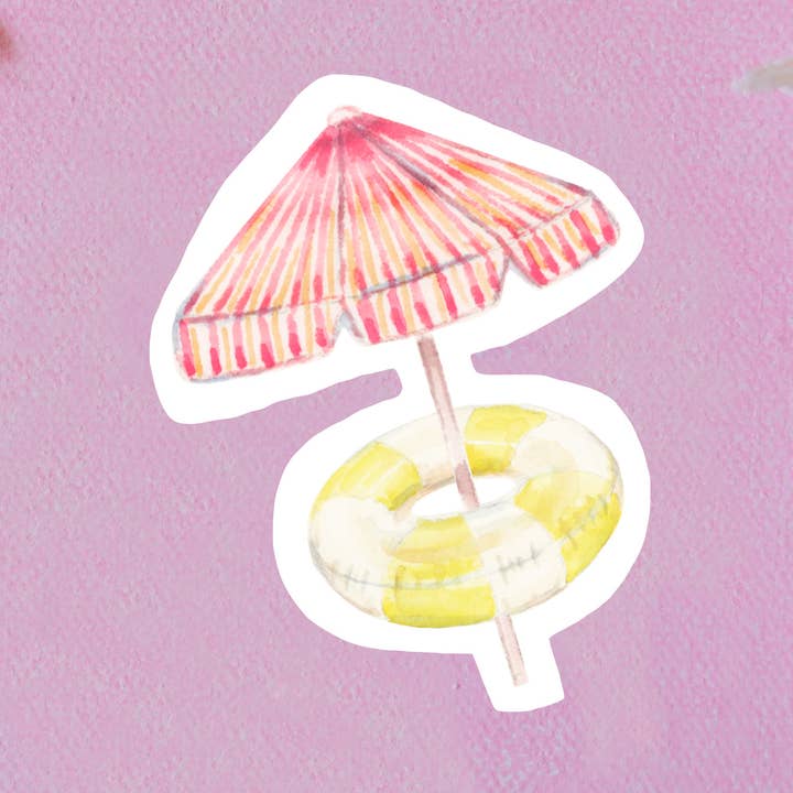 Strandsonnenschirm Pool-Schwimmring Ostküste Sommer Vinyl-Aufkleber für den Großhandel von Stephanie Tara Stationery