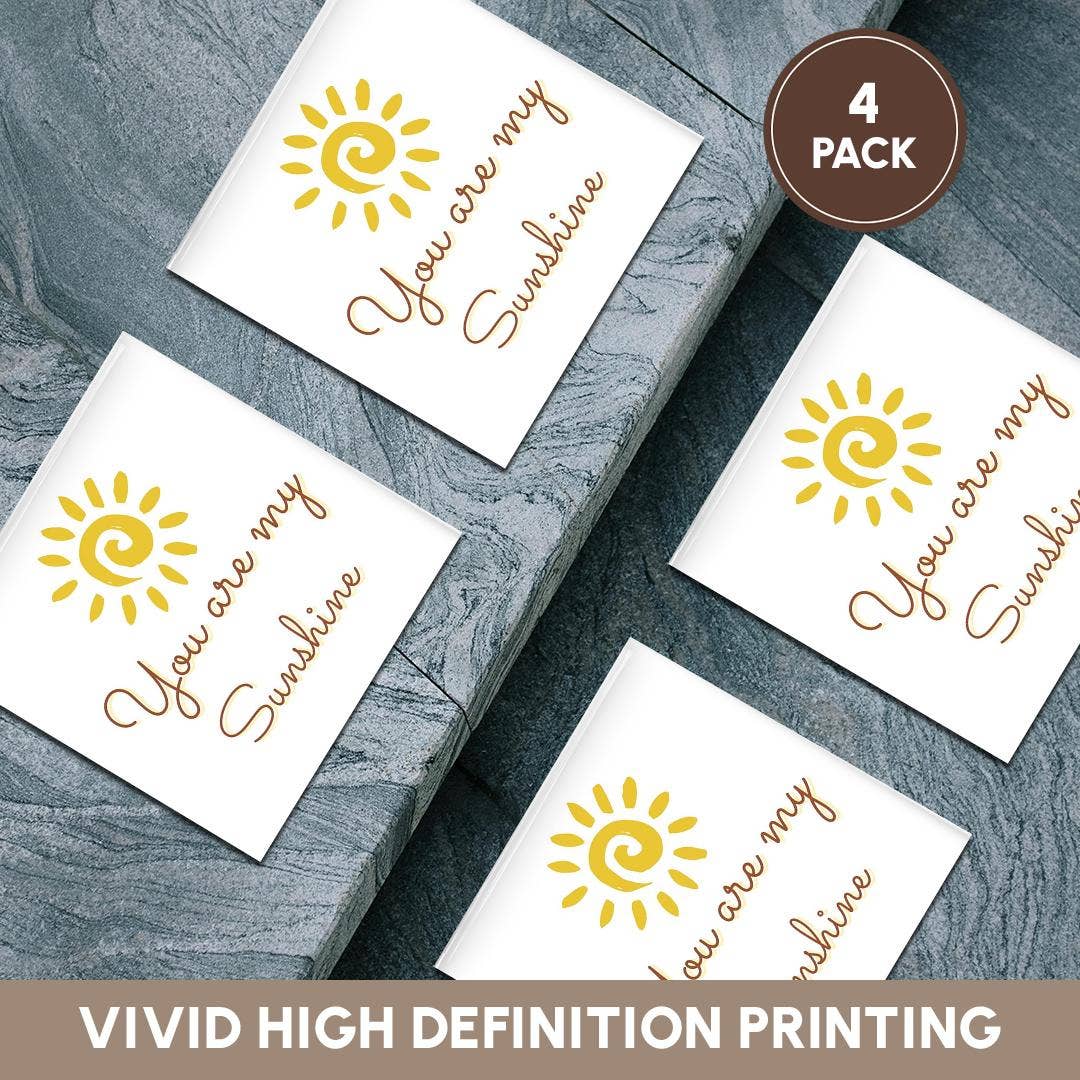 3dRose - Wholesale Coasters - 3dRose, Image of a Sun with Text of You are my sunshine, Coaster5