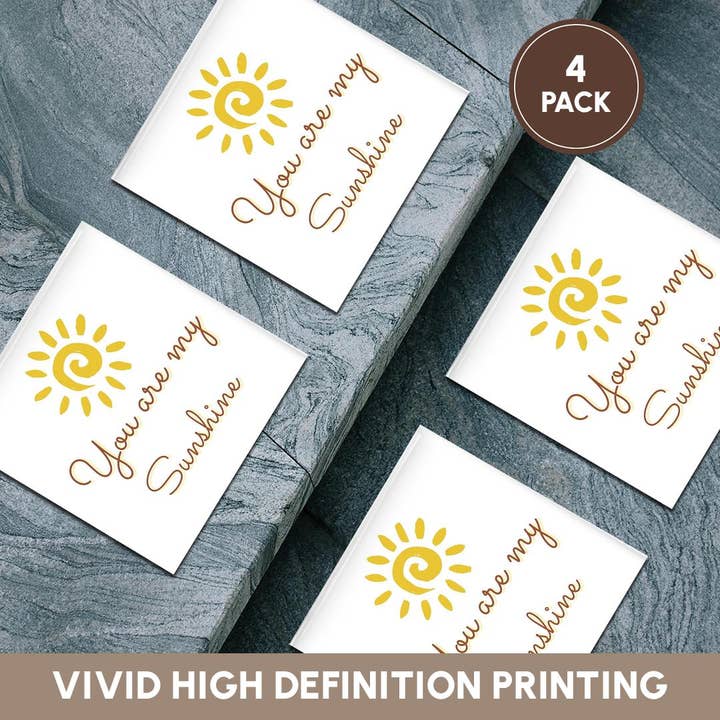 3dRose - Wholesale Coasters - 3dRose, Image of a Sun with Text of You are my sunshine, Coaster5