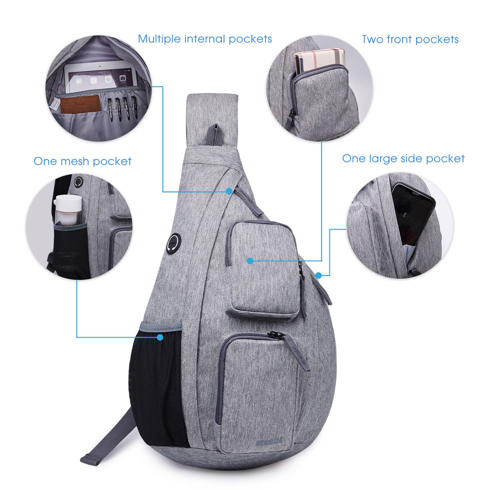 wandf - Wholesale Backpack - Unisex - WANDF Crossbody Sling Chest Bag Mens Travel Backpack22