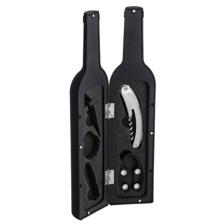 Godinger - Wholesale Bargereedschap - Zesdelige set met accessoires voor wijnflessen - Cadeaugids