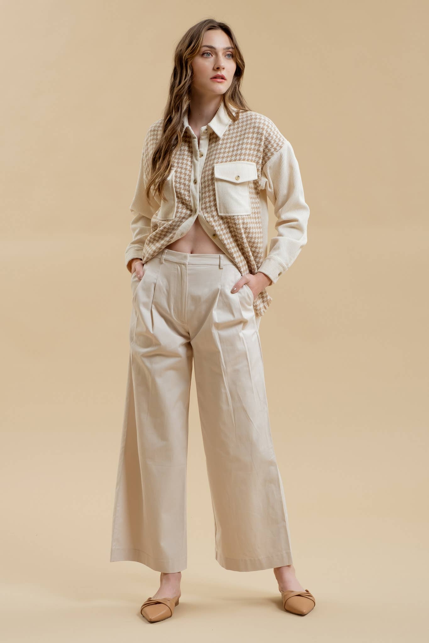 Blu Pepper - Wholesale Jacket - Women's - COLORBLOCK HOUNDSTOOTH SHACKET14