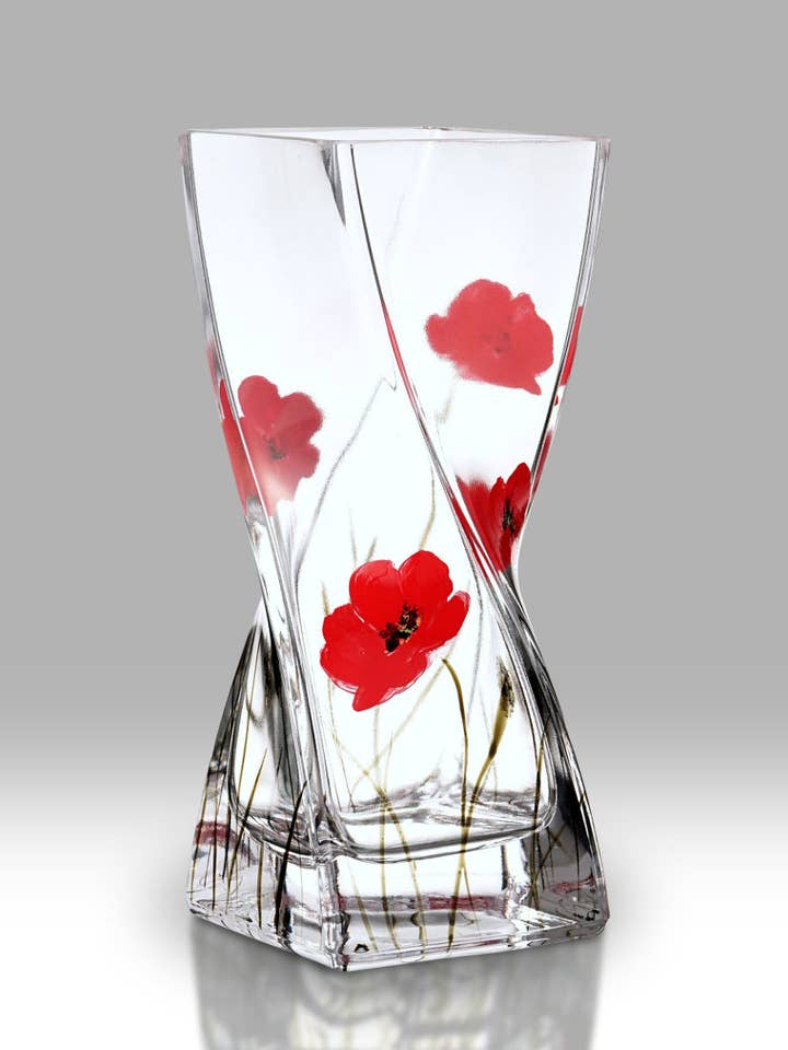 Champs de Coquelicots - Vase Twist 20 cm pour la vente par Nobile Glassware Ltd.