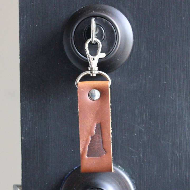 New Hampshire Nh State 603 bruine lederen sleutelhanger handgemaakt in de VS. voor wholesale door Mermaid and Sailor