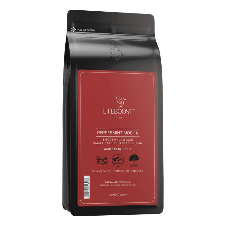 Peppermint Mocha for wholesale by Lifeboost Coffee