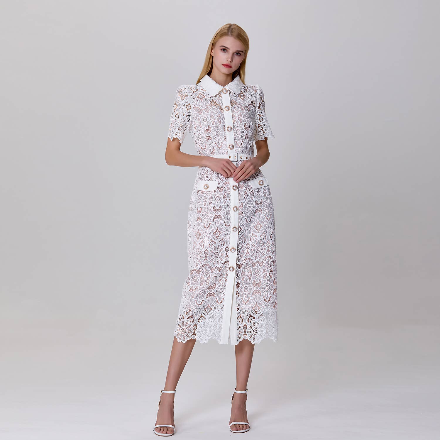 Smart and Joy - Wholesale Dress - Women's - Buttoned dress in sheer lace6