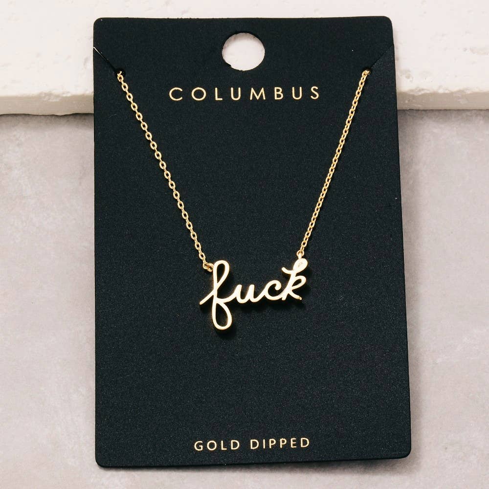 The Looks by Fame Accessories - Wholesale Pendant/Charm Necklace - Handwritten Fuck Pendant Necklace2