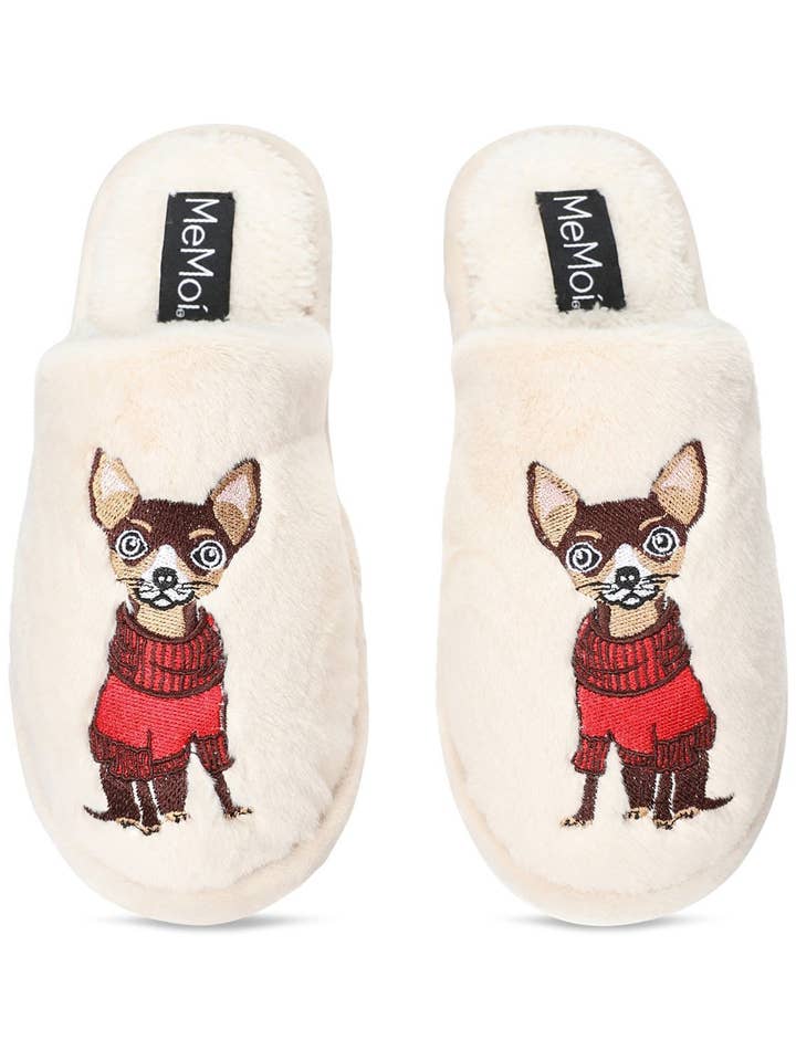 Comode pantofole da donna in peluche per cani per la vendita all'ingrosso da parte di Infinity Classics International Inc.