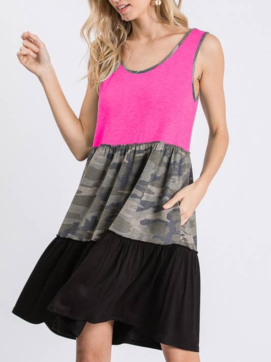 SD1210-12 FARBBLOCKKLEID MIT CAMOUFLAGE-MUSTER für den Großhandel von HEIMISH