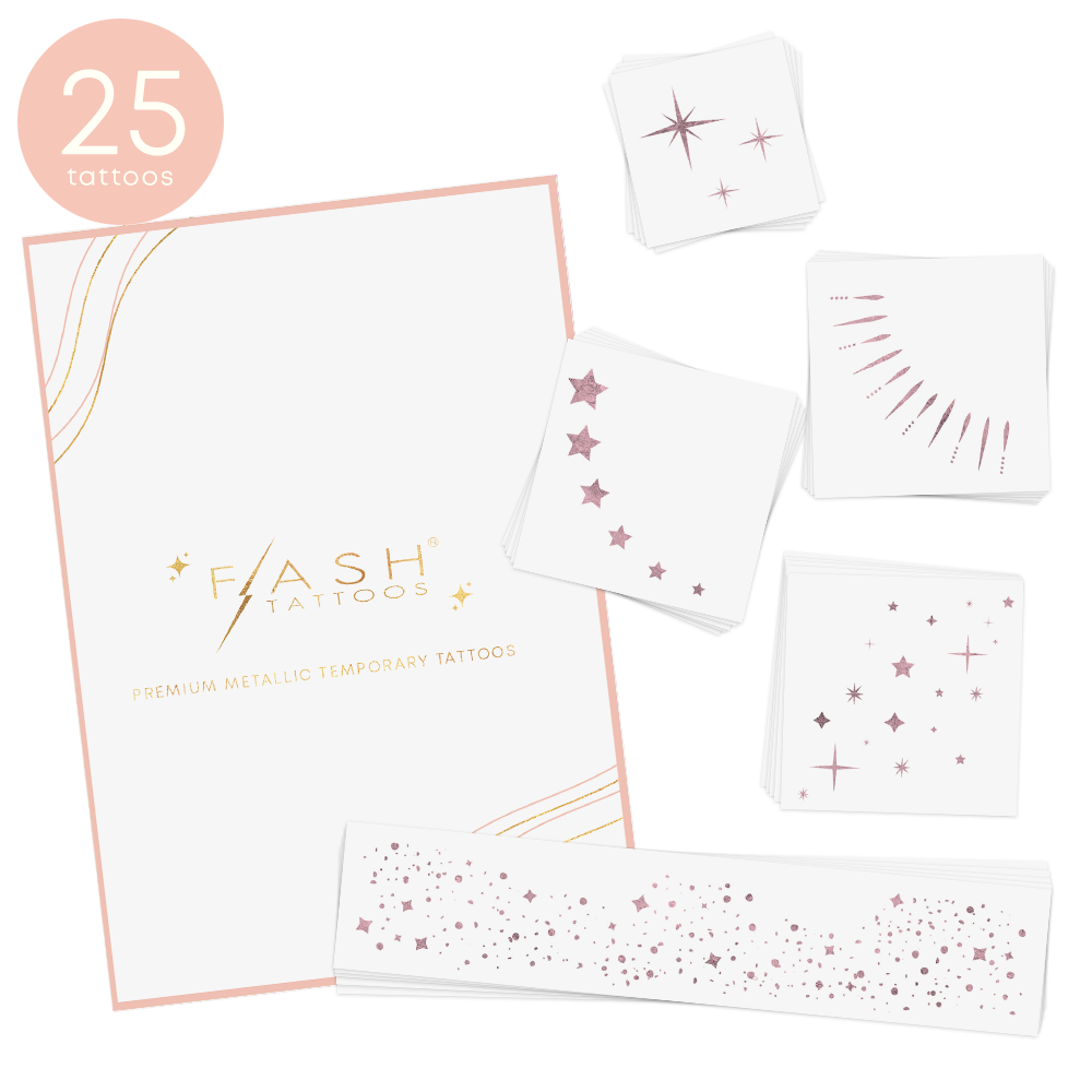 Flash Tattoos - Wholesale Temporary Tattoo - TWINKLING LIGHTS PINK VARIETY SET | Metallic Temporary Tatto4
