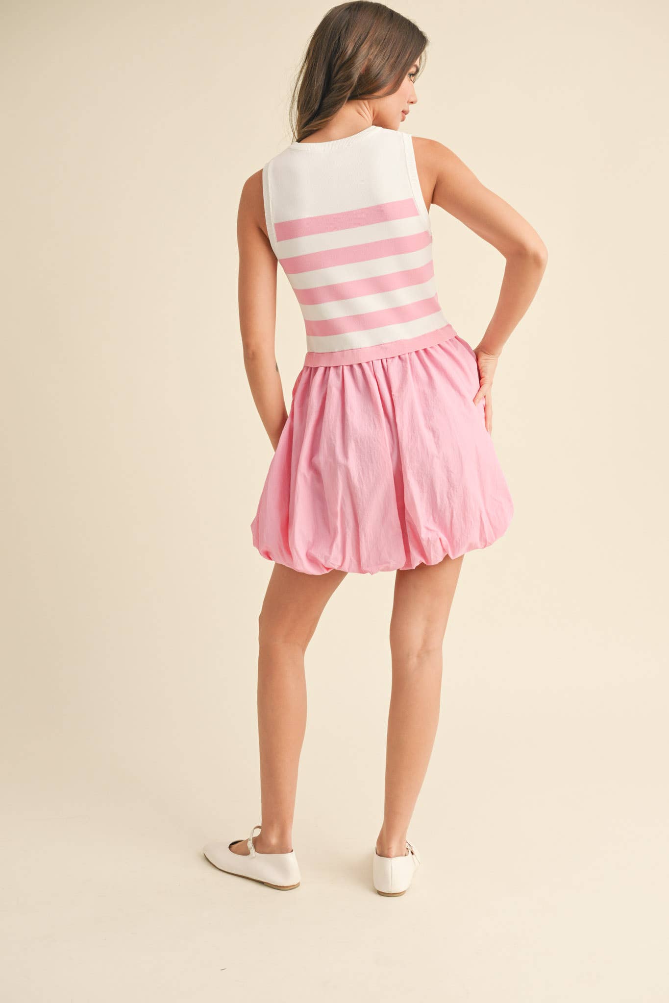 &MERCI – Vestido - Mulher por atacado – VESTIDO MINI COM BAINHA BOLHA EM MÍDIA MISTA MDR37107