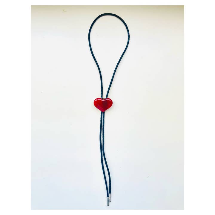 Colin Adrian Glass - Wholesale Woven Necklace - Glass Heart Bolo Tie3