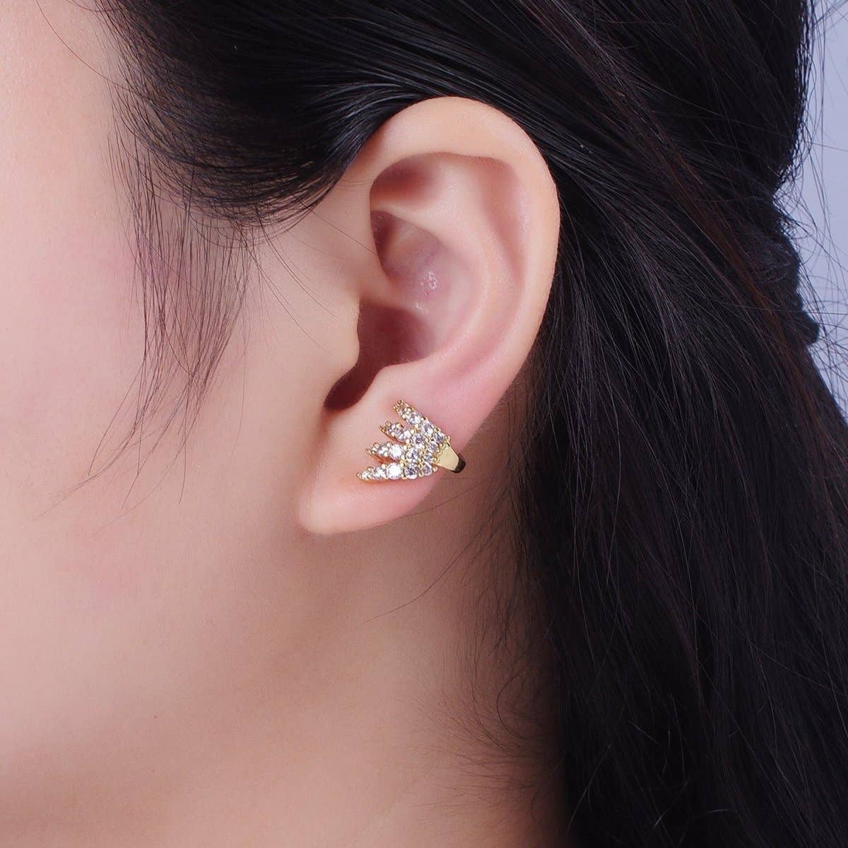 Aim Eternal - Wholesale Cuff/Wrap Earrings - 1 Pair Micro Pave Cubic Zirconia CZ Multiple Four Claw Ear Cuff Earrings | AD-5101