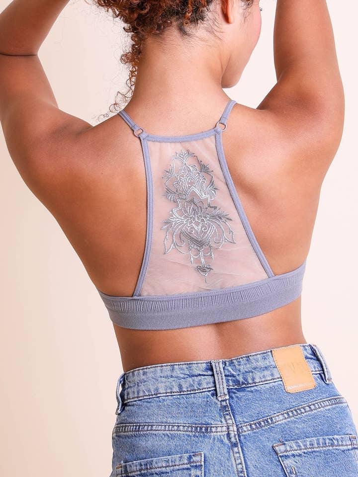 Leto Accessories - Venta al por mayor Brallete - Mujer - Leto Original - Bralette de malla con tatuaje y espalda racer2