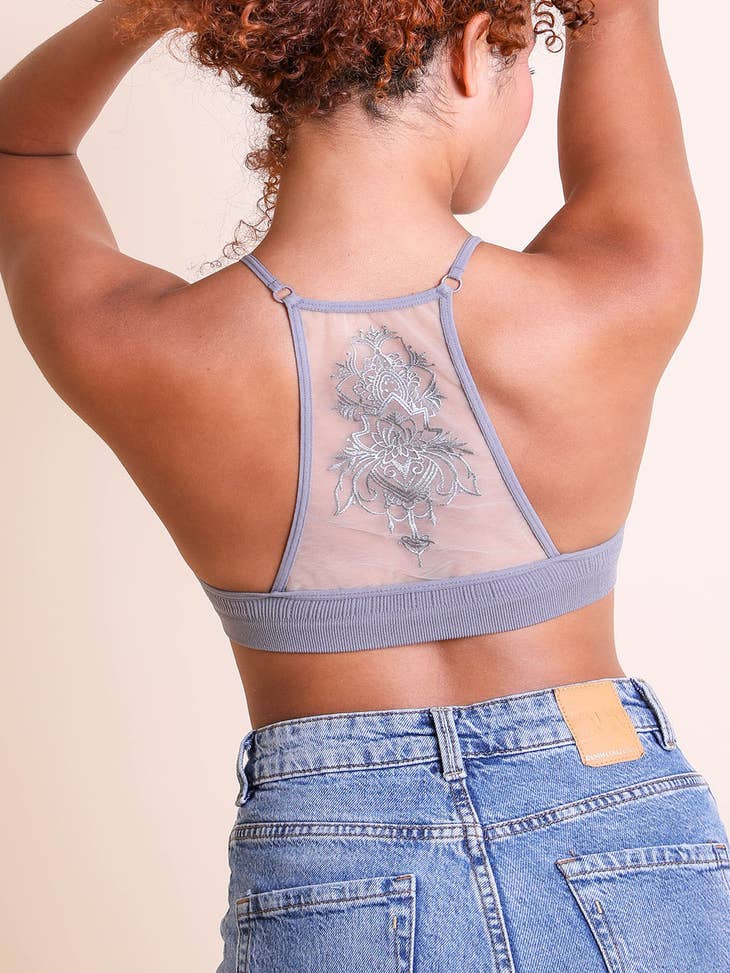 Wholesale Tattoo Mesh Racerback Bralette for your store - Faire