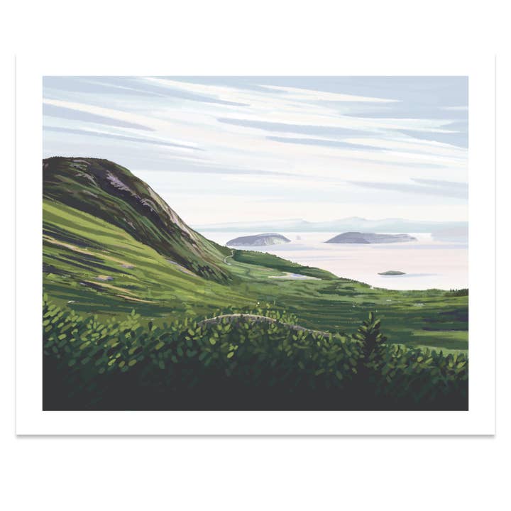 Acadia National Park (Beehive View), Maine Print for wholesale by Kat Maus Haus Illustration