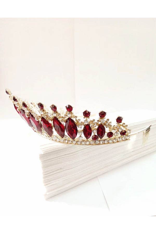 Chicas - Wholesale Tiara - Women's - One Size Fits All Metal Tiara With Jewels HT912-16