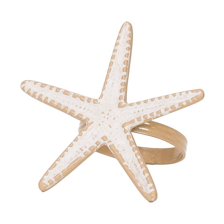 C&F Home - Wholesale Napkin Ring - Starfish Whitewashed Napkin Ring0