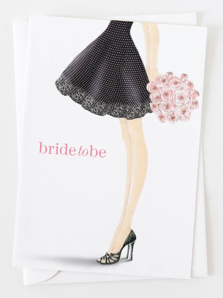 Bride To Be With Bouquet Greeting Card C_1224 for wholesale by Ann Scott Design